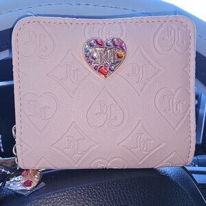 Juicy Couture Pink Embossed Wallet with Heart Charm